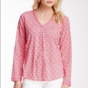 C. Wonder Mixed Print Popover Blouse In Navy